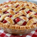 Chef Taha Ayad's Recipe Classic Cherry Pie with golden lattice crust and cherry filling