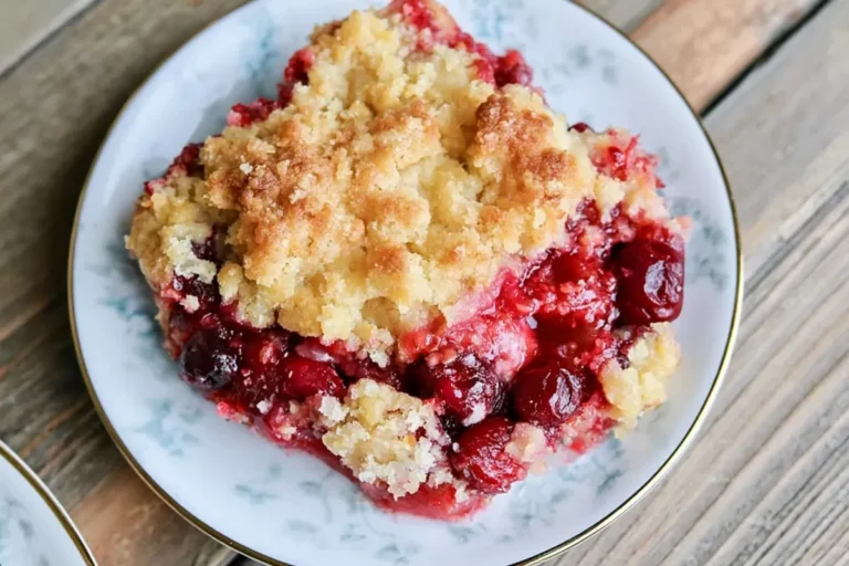 Chef Taha Ayad's Recipe Easy Cherry Crisp with golden topping and warm cherry filling