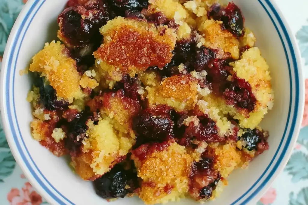 Easy Cherry Crisp That Comes Together Fast 15 Easy Cherry Crisp serving with golden topping and warm cherry filling