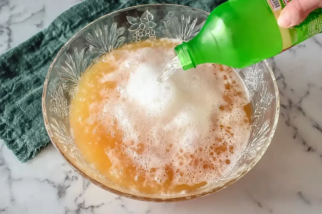 Grandma's Peach Punch for Parties, Showers, and Family Gatherings 8 Grandma's Peach Punch topped with white soda for a fizzy slushy party drink
