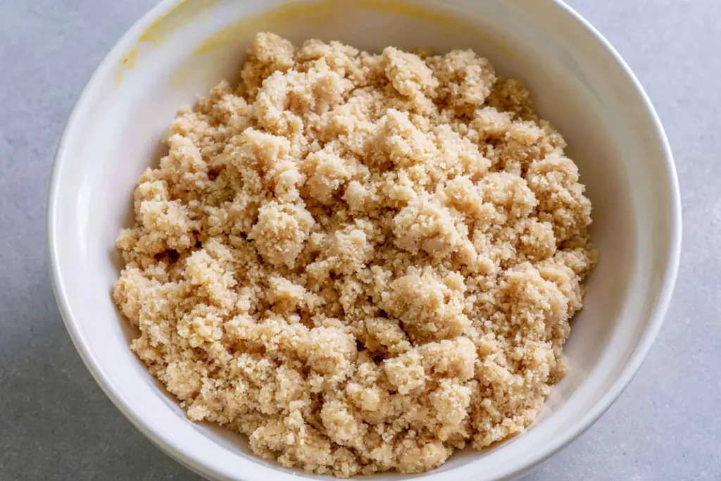 Small Batch Peach Cobbler for Two with Buttery Crumble Topping 13 Small Batch Peach Cobbler crumble topping mixed with butter flour sugar cinnamon and salt