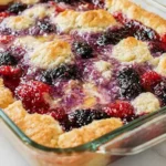 Chef Taha Ayad's Recipe No Fail Fruit Cobbler with golden crust and bubbling mixed berries