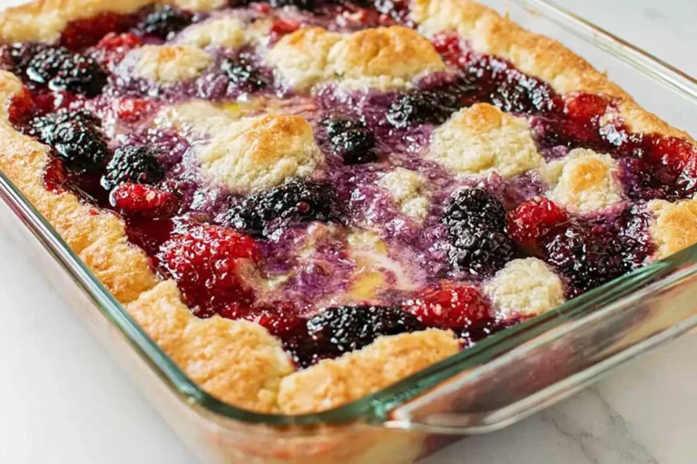 Chef Taha Ayad's Recipe No Fail Fruit Cobbler with golden crust and bubbling mixed berries
