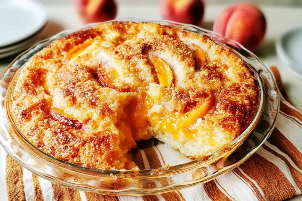 Peach Coffee Cake That Stays Tender and Crumbly 5 Peach Coffee Cake ingredients with diced peaches sour cream cinnamon and butter