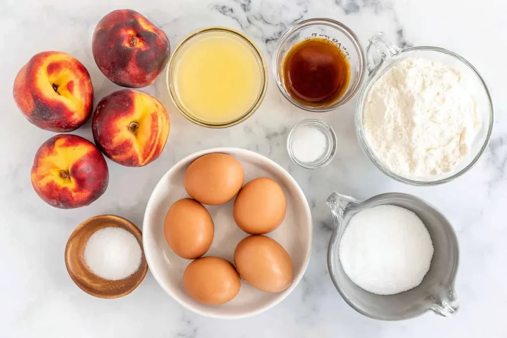 Peach Ice Cream with Fresh Summer Peaches and Classic Custard Base 20 Peach Ice Cream Ingredients with Fresh Peaches Cream Milk Eggs and Sugar