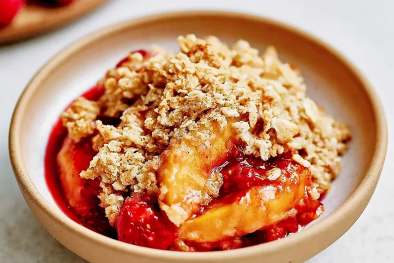Chef Taha Ayad's Recipe Peach Raspberry Cobbler with Golden Oat Crumble