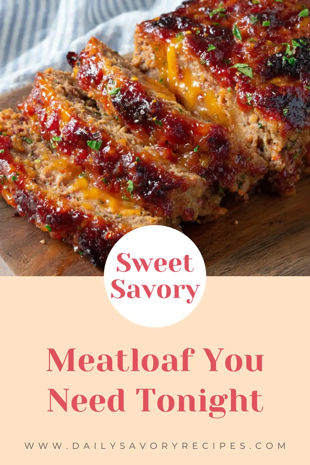 Pinterest pin image for Tamarillo Meatloaf recipe with Gouda cheese and tamarillo glaze