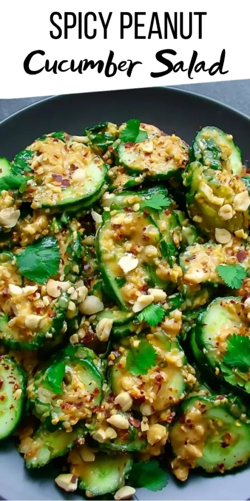 Spicy Peanut Cucumber Salad with Crunchy Peanuts and Fresh Herbs 8 Spicy Peanut Cucumber Salad recipe with creamy peanut dressing, toasted peanuts, and fresh parsley