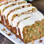 Chef Taha Ayad's Recipe Carrot Apple Zucchini Bread with cream cheese orange glaze