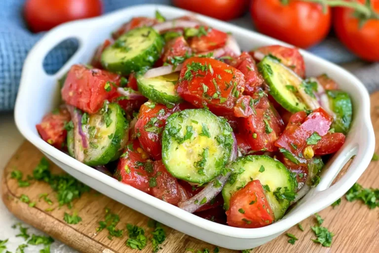 Cucumber Tomato Side Dish with Red Onion and Italian Dressing 16 Chef Taha Ayad's Recipe Cucumber Tomato Side Dish with Red Onion and Italian Dressing