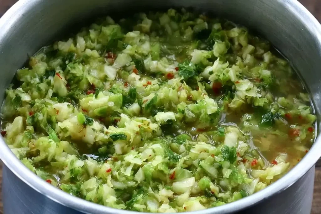 drained-vegetables-for-homemade-sweet-cucumber-relish