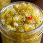 Chef Taha Ayad's Recipe Homemade Sweet Cucumber Relish in a Glass Canning Jar