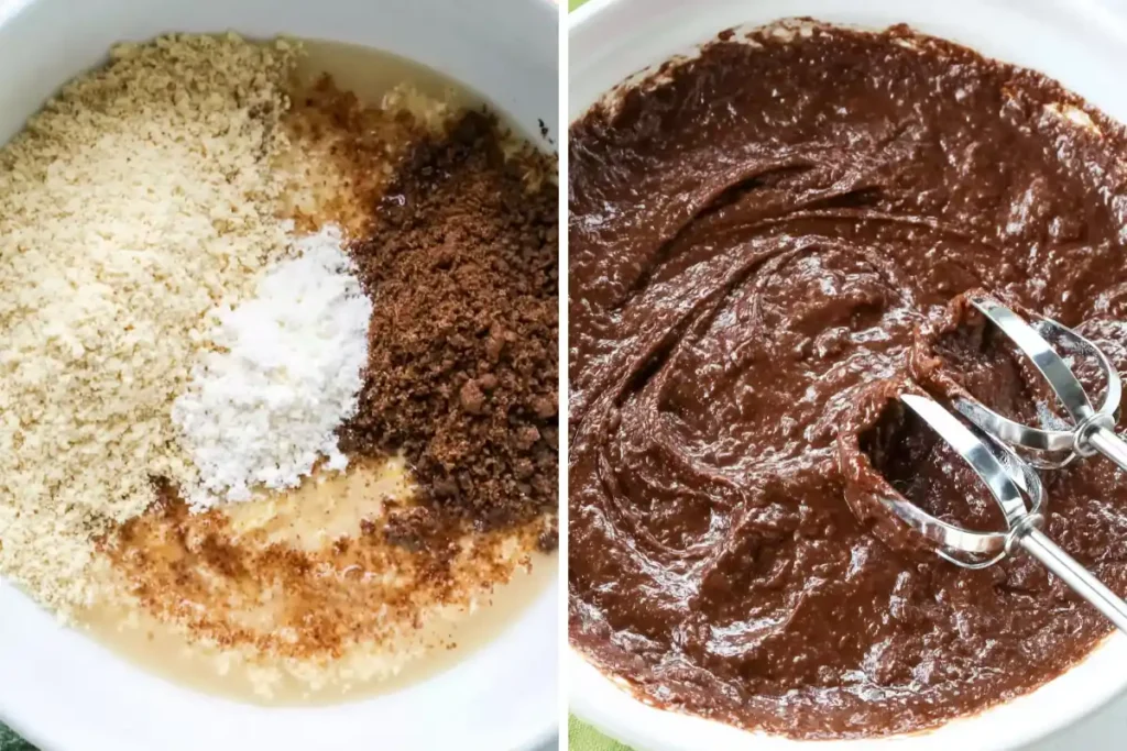 Keto Chocolate Zucchini Bread That Stays Rich and Moist 33 Keto Chocolate Zucchini Bread batter with almond flour cocoa powder and baking powder added