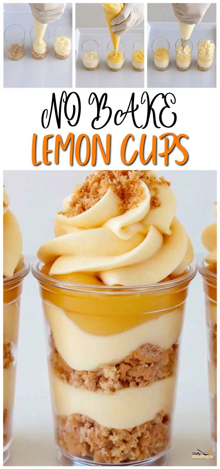 Lemon Curd Cheesecake recipe in mini dessert cups with creamy mousse and graham crumbs