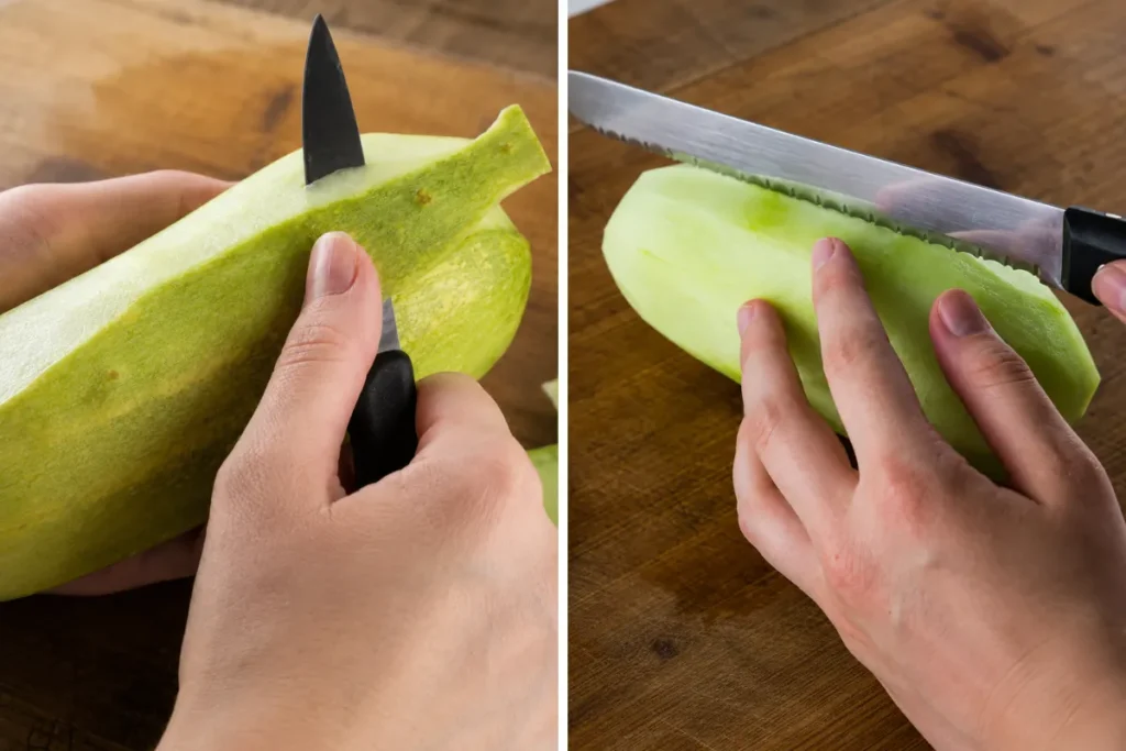 Peeled Cucumbers Prepared for Homemade Sweet Cucumber Relish