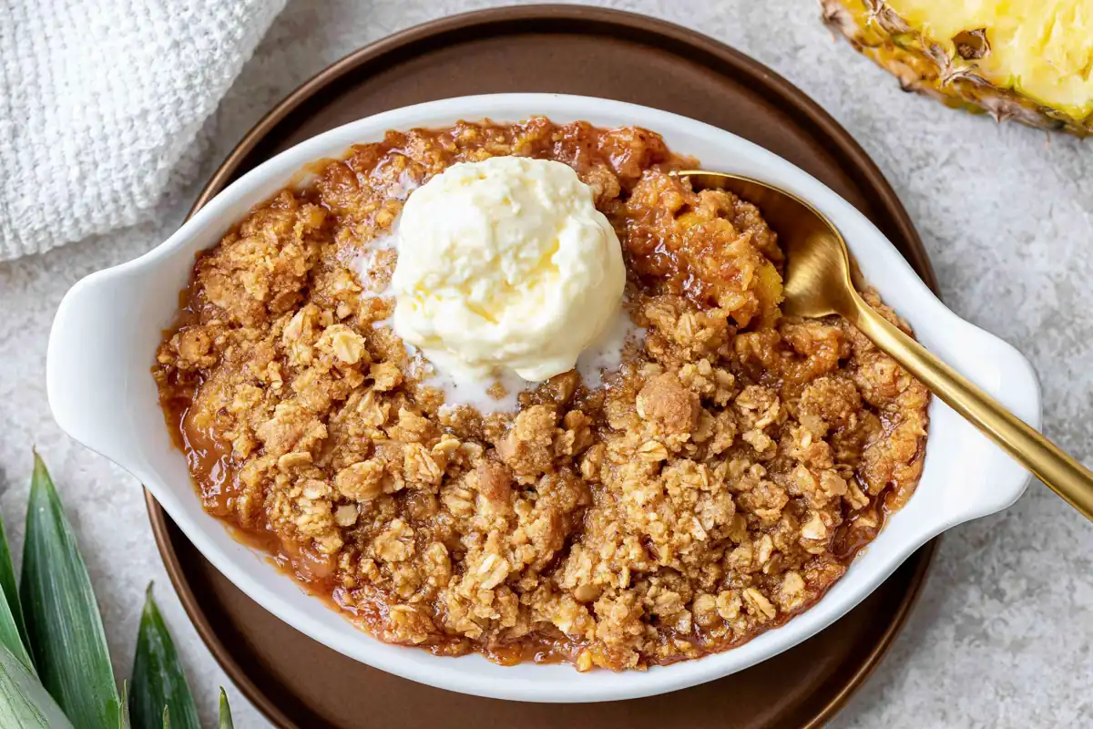 Pineapple Crisp with Fresh Fruit and Oat Crumble