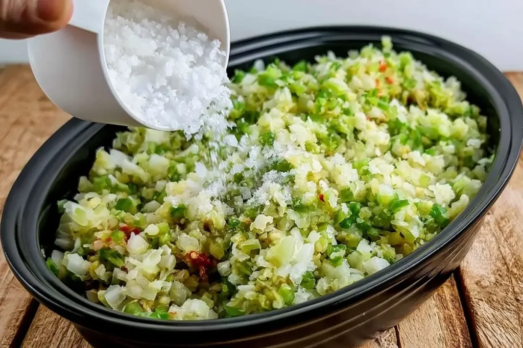Salted Vegetable Mixture for Homemade Sweet Cucumber Relish