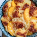 Chef Taha Ayad's Recipe Southern Peach Cobbler with buttery rising crust and vanilla ice cream