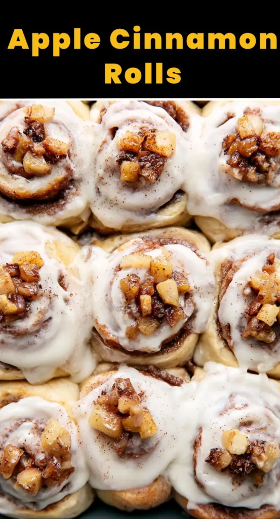 Apple Cinnamon Rolls recipe with spiced apple filling and maple cream cheese frosting