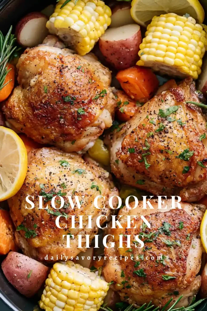 Slow Cooker Chicken Thighs with Vegetables and Lemon-Herb Sauce 6 Slow Cooker Chicken Thighs recipe with vegetables and lemon-herb sauce