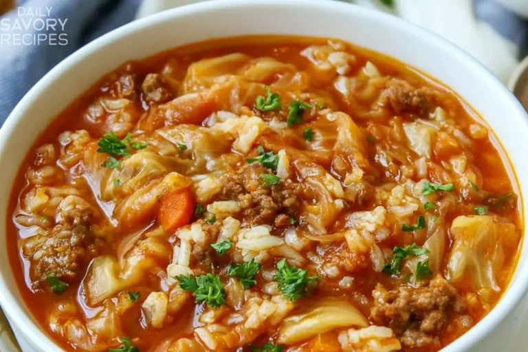 Chef Taha Ayad's Recipe Cabbage Roll Soup with Ground Beef, Cabbage, Carrots, and Rice
