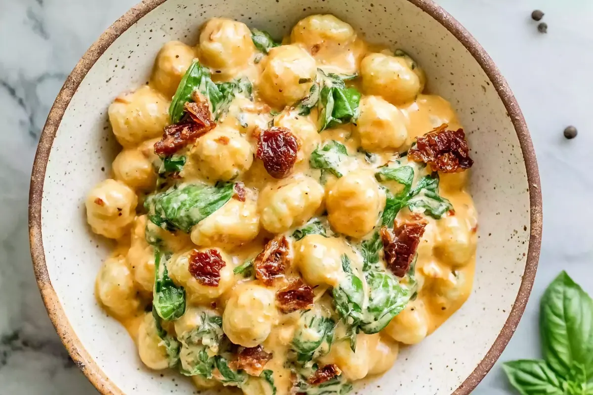 Creamy Tuscan Gnocchi: A One-Pan Dinner Ready in About 20 Minutes 1 Chef Taha Ayad's Recipe Creamy Tuscan Gnocchi with Spinach and Sun-Dried Tomatoes