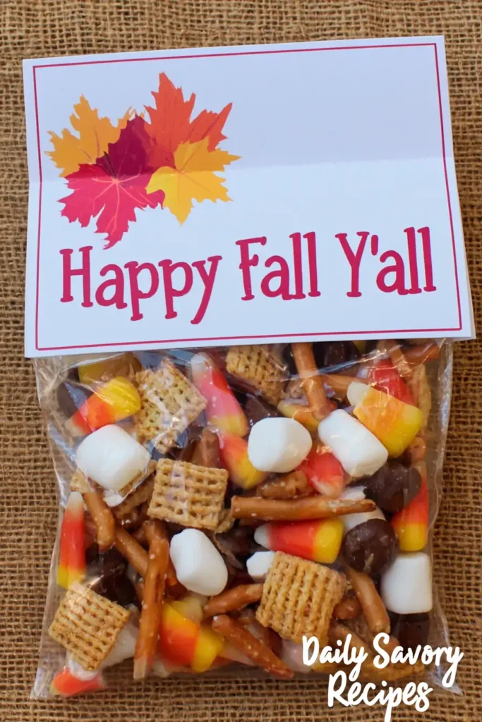Chef Taha Ayad's Recipe Fall Snack Mix in a Festive Autumn Treat Bag