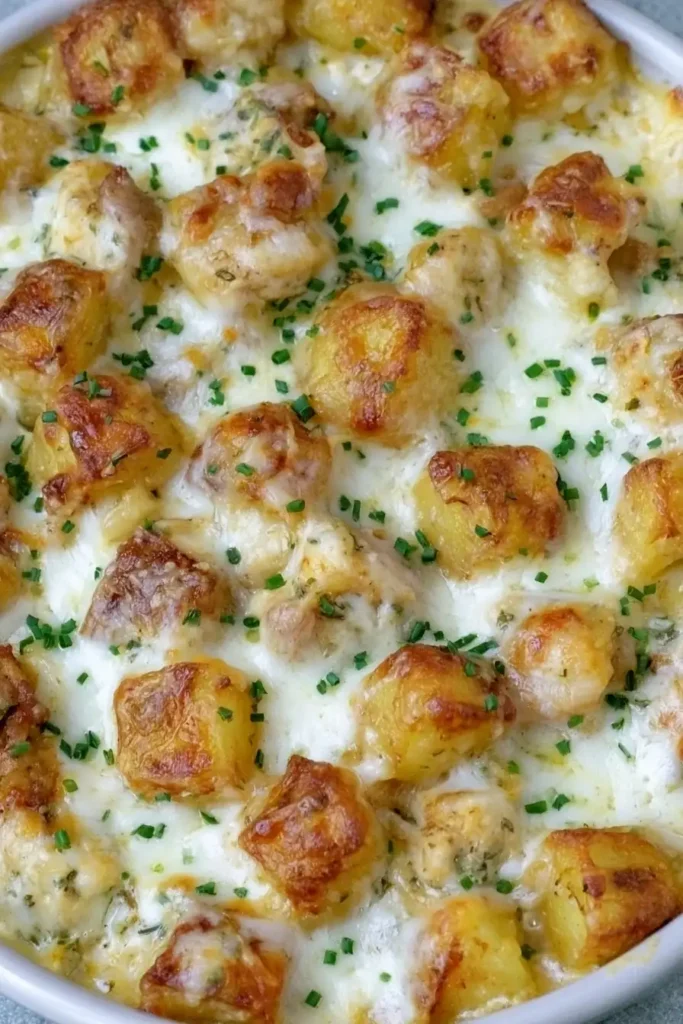 Garlic Parmesan Crockpot Chicken with tender baby potatoes and savory Parmesan cooking juices
