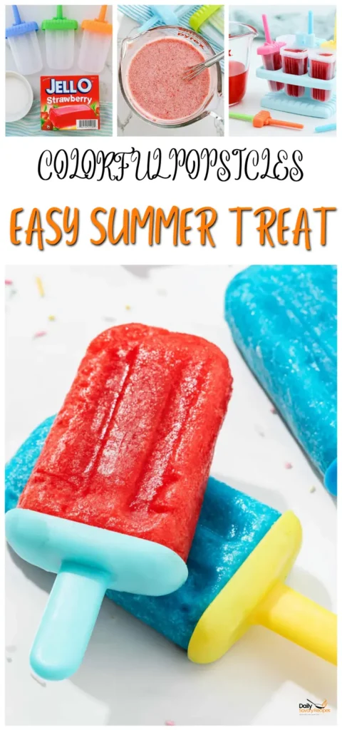 Easy Jell-O Popsicles That Hold Their Shape Longer 13 Easy Jell-O Popsicles recipe with colorful red and blue frozen treats